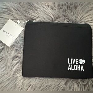 NEW LIVE ALOHA black neoprene zipper Pouch clutch handbag beach waterproof